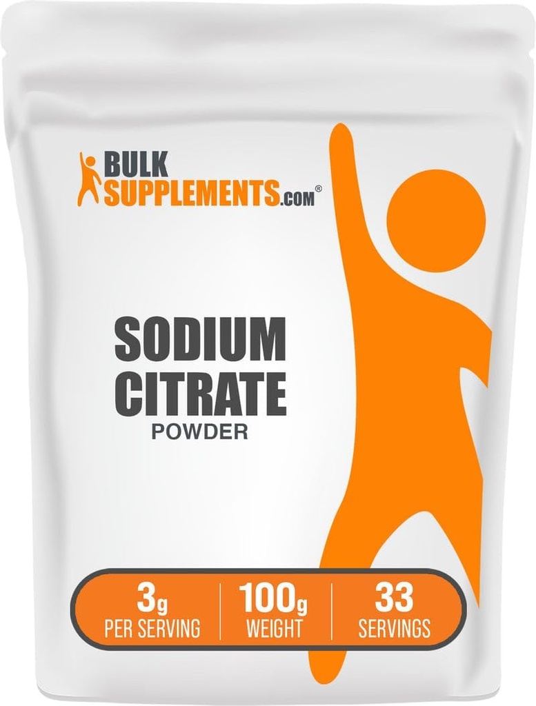 BulkSupplements.com Κιτρικό Νάτριο - Κιτρικό Νάτριο Βαθμός Τροφίμων, Γαλακτωματοποιητής, Ενισχυτής Γεύσης - Χωρίς γλουτένη, 3g ανά Σερβίρισμα, 100g (3.5 oz) (Pack of 1)