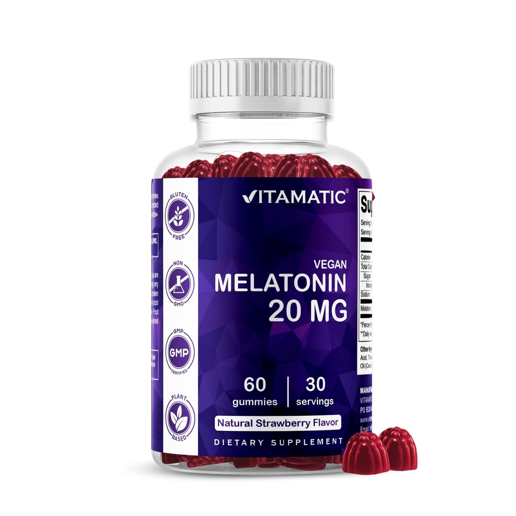 Vitamatic Melatonin 20mg Gummies for Adults, 30 Services - 60 Count - Μη Συντήρηση που αποτελούν συμπλήρωμα