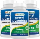 Best Naturals Acetyl L-καρνιτίνη (ALCAR) 500mg, 120 κάψουλες, 120 σερβιρίσματα - Μη ΓΤΟ και χωρίς γλουτένη, 1 καψάκιο ανά σερβίς (3 συσκευασία)