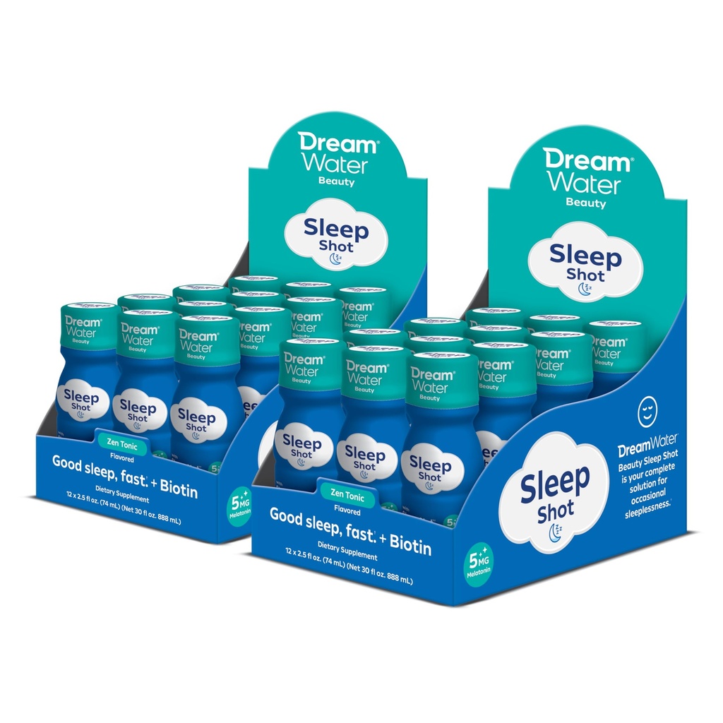 Συμπληρώματα για το ποτό Dream Water Beauty Sleep Aid; Μελατονίνη 5mg, GABA, 5-HTP, Plus Βιοτίνη για το υγιές δέρμα, τα μαλλιά και τα νύχια; 2,5 oz Liquid Sleep Shots, Zen Tonic 24 Count