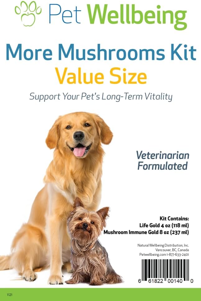 Pet Wellbeing More Mushrooms Kit for Dogs - Immune System Support and Antioxidant Protection - Vet-Formulated with Turkey Tail, Reishi, Maitake, Astragalus