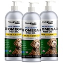Liquid Health Pets K9 Omega 3 Fish Oil for Dogs - Liquid Omega 3 Supplement for Pets with EPA + DPA + DHA - Reduce Itching & Shedding, Support Joints, Immunity, Brain, Heart Health - USA Made (3 Pack)