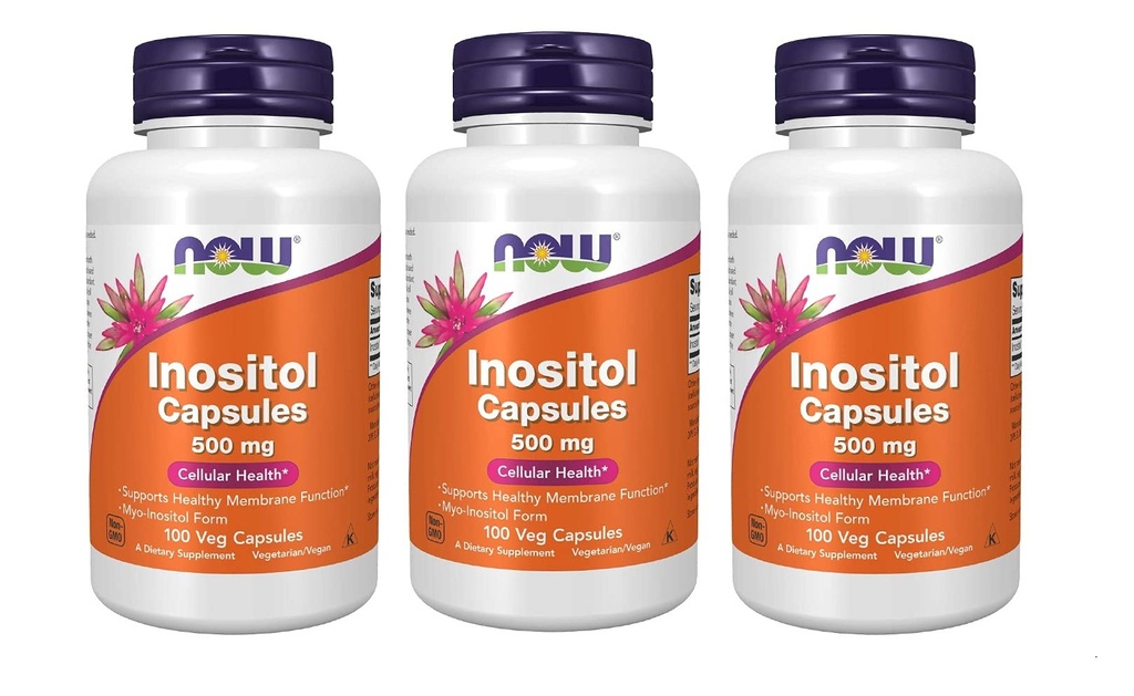 NOW Τρόφιμα Ινοσιτόλη 500mg, 100 Κάψουλες (πακέτο των 3)