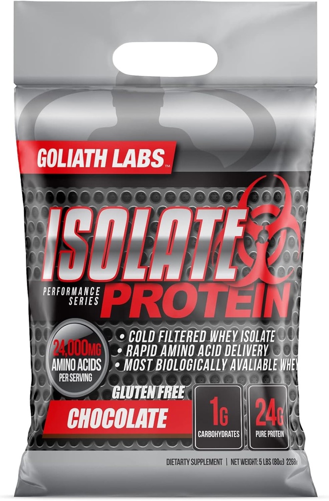 Goliath Labs Isolate Protein Powder [5 lbs/Pack of 1/Chocolate] –Nutrition Isolate Protein, 24g Καθαρή πρωτεΐνη, 7,75g BCAAs, Μυϊκό Κτίριο Protein Powder (Packaging May Vary) – Διατροφή & Αθλητική Διατροφή