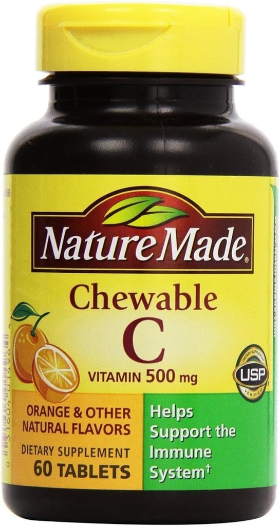 Nature Made - Βιταμίνη C 500 mg, 120 Μασώμενα δισκία (Twin Pack 2 x 60)