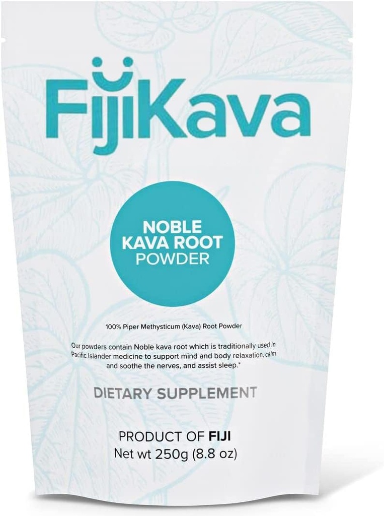 FijiKava Instant Kava Kava Powder 250g – Premium Kava Root Powder with High Kavalactone Content – Natural Relaxation Aid for Calmness, Stress Relief, and Sleep Support – Easy-to-Mix