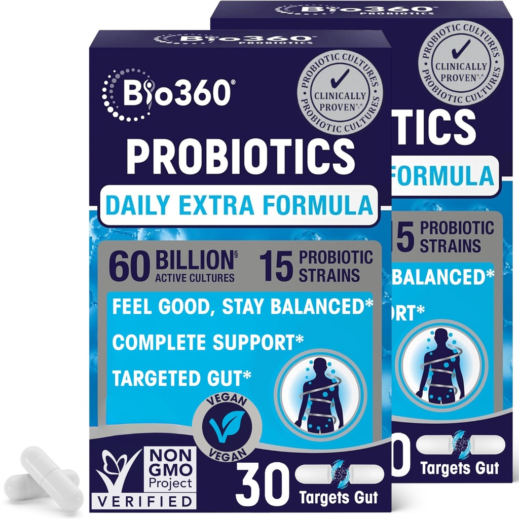 Επιπλέον δύναμη Probiotic για την Digestive Υγεία και την υποστήριξη του ανοσοποιητικού, 60 δισεκατομμύρια CFU & 15 Strains, Gut Υγεία Προβιοτικά για άνδρες και γυναίκες Υποστηρίζει περιστασιακή δυσκοιλιότητα, Διάρροια, Αέριο & Αίμα, 60CT