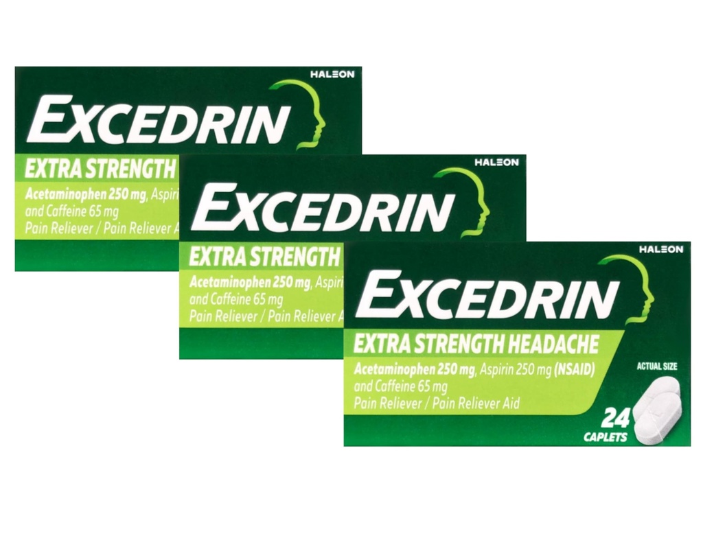 Excedrin Extra Strength - 24 Caplets, Συσκευασία των 3