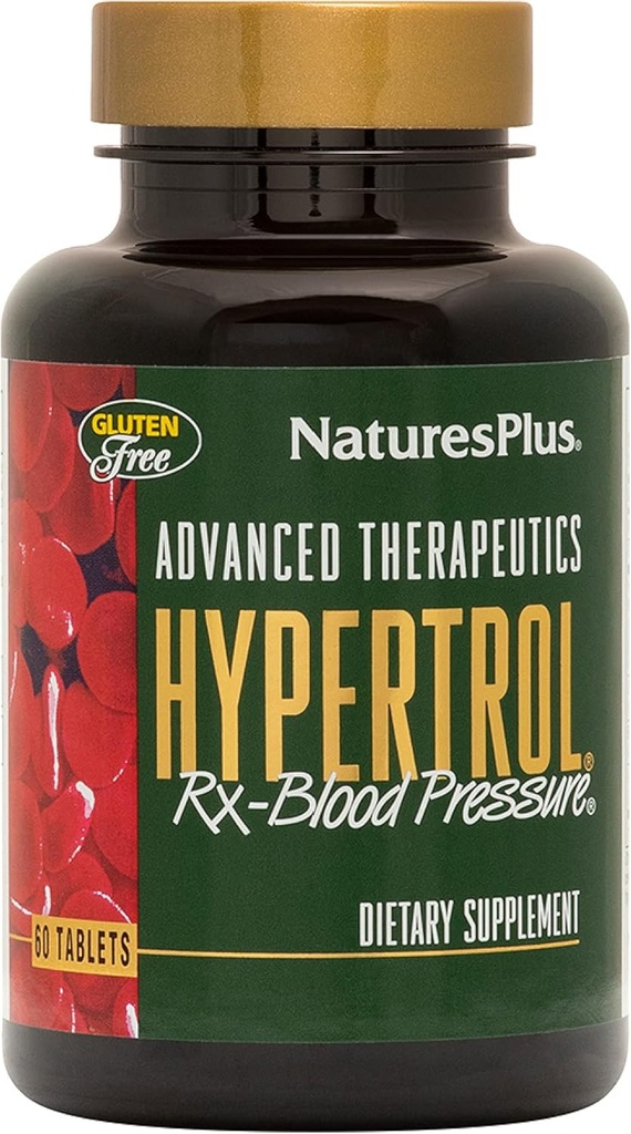 Natures Plus Advanced Θεραπευτική Υπερτρόλη Rx Πίεση αίματος - 60 Χορτοφαγικά Δισκία - Μαγνήσιο & Χρώμιο συμπλήρωμα με Βοτανικά Βότανα - Χωρίς Γλουτένη - 30 Σερβιέτες