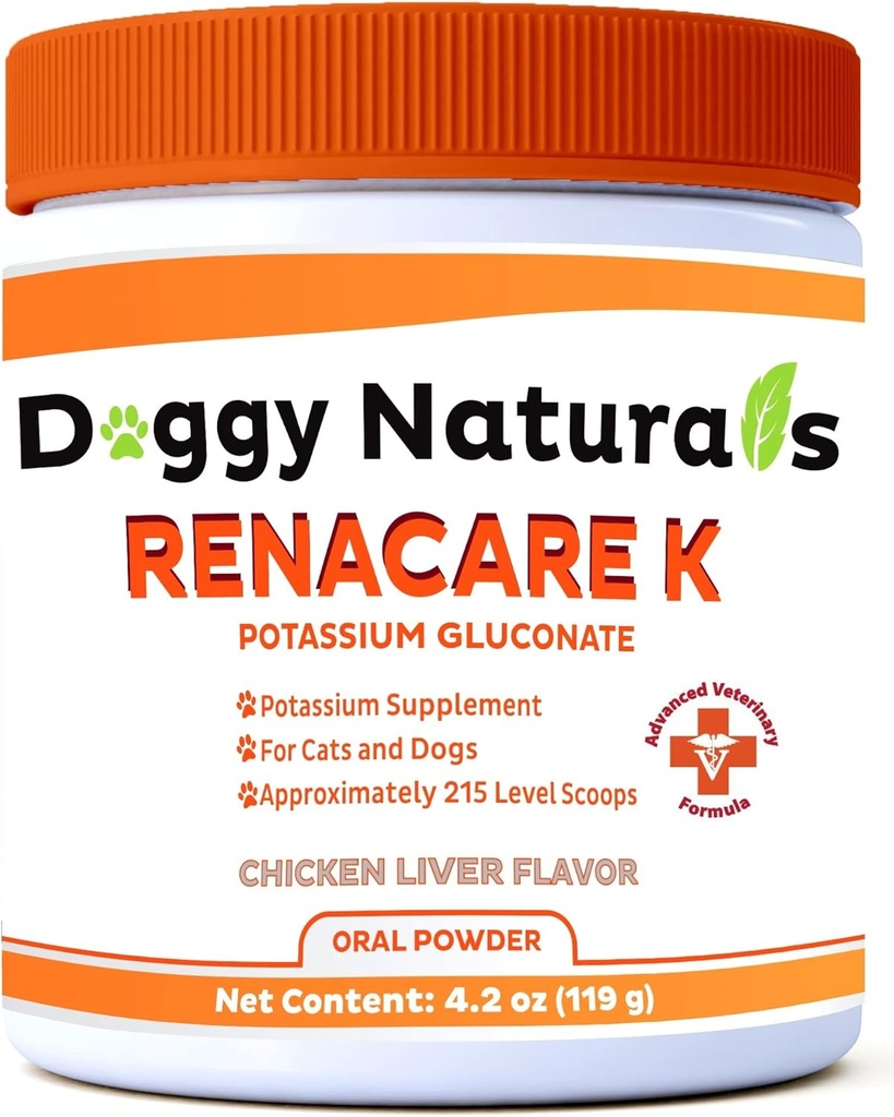 RenaCare K είναι για το Renal K (Potassium Gluconate) Συμπλήρωμα καλίου Σκόνη για σκύλους και γάτες, (4 oz) με κοτόπουλο συκώτι Γεύση - 215 επίπεδο Scoop (Made is U.S.A.)