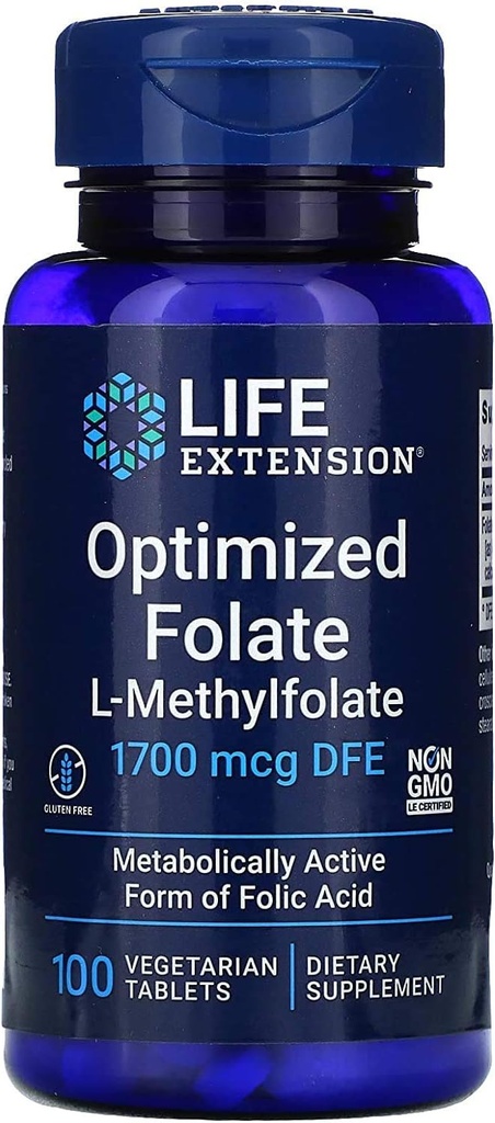 Επέκταση ζωής Βελτιστοποιημένο φολικό L- ethylfolate 1000 mcg χορτοφαγικά δισκία 2 Συσκευασία