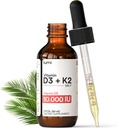 lumi Vitamin D3 K2 MK7 w Palm MCT Oil - 10000 IU D3, 200 mcg K2 MK7-60ml Λιποσωμική Απορρόφηση Υπογλώσσιες σταγόνες υγρού - Μη ΓΤΟ, Vegan, Μη αρωματισμένο υγρό - Μηνιαία προσφορά - 2 Fl Oz