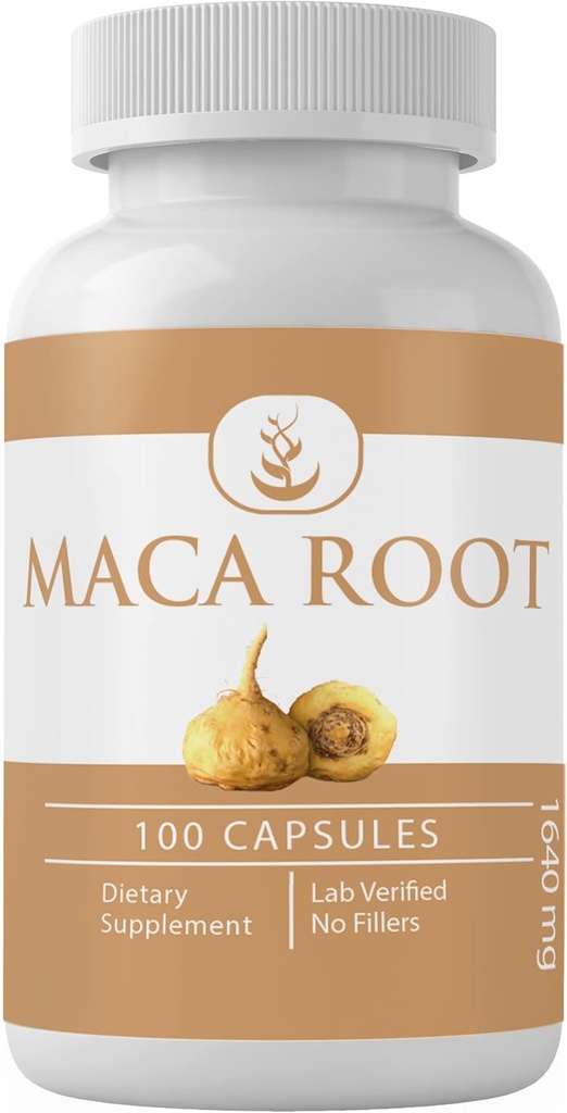 PURE αρχικά ΣΥΣΤΑΤΙΚΑ Maca Root, (100 κάψουλες) Πάντα καθαρό, χωρίς πρόσθετα ή πληρωτικά, Εργαστήριο Επαληθευμένο