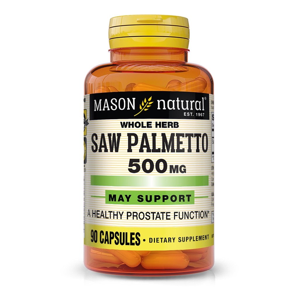 MASON NATURAL Saw Palmetto 500 mg, Υποστηρίζει Prostate Υγεία & Ουρολοίμωξη λειτουργία, 90 κάψουλες