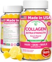 Lunakai USA Made Collagen Peptides Gummies - 200mg Μη ΓΤΟ Αντιγηραντική Φόρμουλα με Βιοτίνη, Ψευδάργυρο, Βιταμίνες C & E για Μαλλιά, Δέρμα και Καρφιά, 60ct