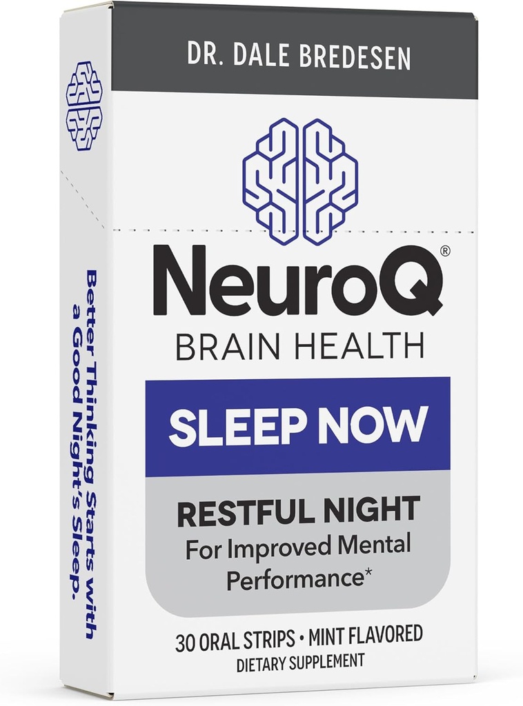 LifeSeasons NeuroQ Sleep Now - Natural Sleep Support Supplement - Maintain Healthy Sleep Cycles & Brain Function - Melatonin & L-Theanine - Non-Habit Forming - 30 Mint Oral Strips