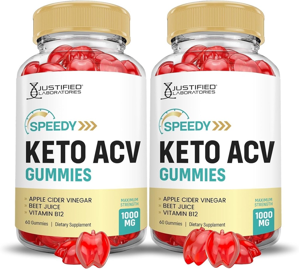 Justified Laboratories (2 Pack Speedy Keto ACV Gummies Advanced Formula 1000MG Speedy Keto Gummies Apple Cider Vinegar Formated with Pomegranate Beet Buice Powder B12 Vegan Non GMO 120 Gummys