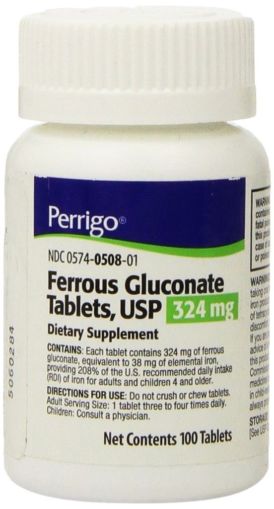 Σιδήρου Gluconate δισκία, 324mg, 100 Count