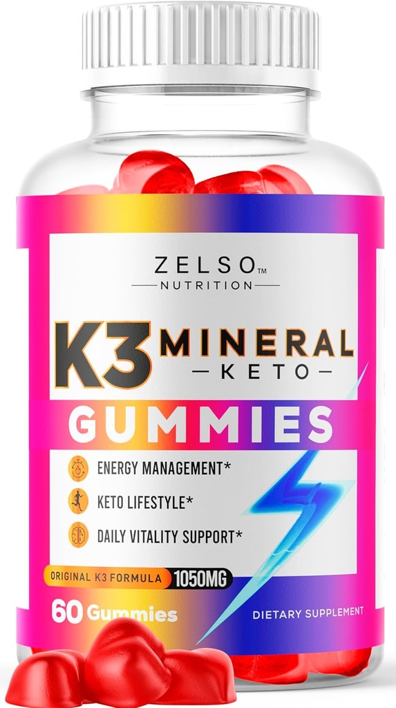 K3 Mineral Keto Gummies - Keto K3 Mineral Gummies, K3 Mineral Advanced Formula Gummies - K3 Vitamin Supplement, Keto ACV Gummies K3 Mineral Gummy - 60 Gummies for 1 Month