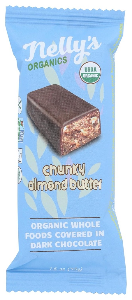 Nellys Organic Sσκοτεινή σοκολάτα Chunky Almond Butter Bar, 1.6 Oz