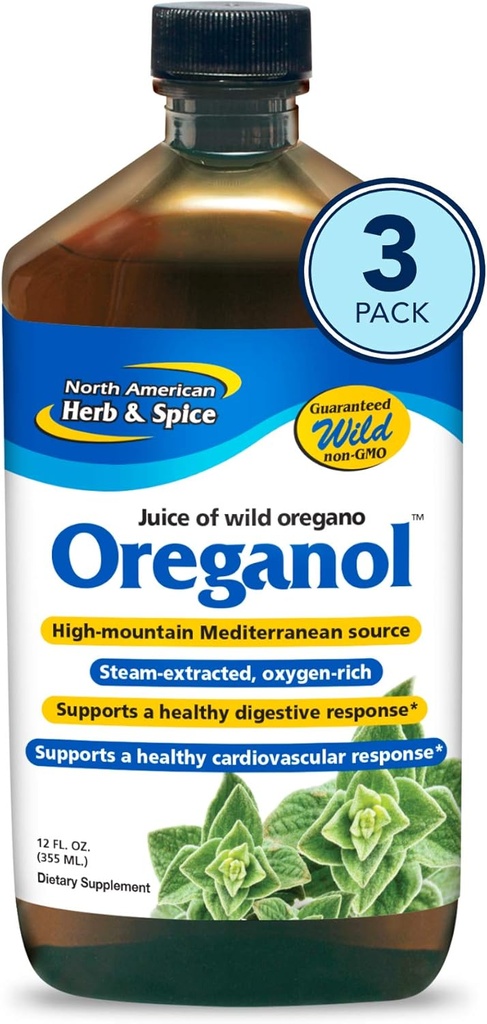 North American Herb & Spice Oreganol P73 Juice - 12 fl oz - Συσκευασία των 3 - Wild Oregano Oil - Heart & Digestive Health - Νεφρική, Παγκρεατική και ηπατική υποστήριξη - Μη ΓΤΟ - 173 Σύνολο Υπηρεσίες