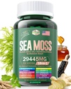 Sea Moss 12000mg Black Seed Oil 6000mg Ashwagandha 3000mg Turmeric 1000mg Bladderwrack 2000mg Burdock 3000mg & Βιταμίνη C & D3 με Elderberry Manuka Dandelion Yellow Dock Iodine Chlorophyl ACV