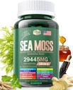 Sea Moss 12000mg Black Seed Oil 6000mg Ashwagandha 3000mg Turmeric 1000mg Bladderwrack 2000mg Burdock 3000mg & Βιταμίνη C & D3 με Elderberry Manuka Dandelion Yellow Dock Iodine Chlorophyl ACV