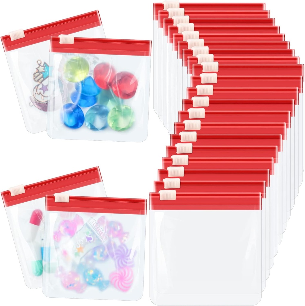 24 Τεμάχια Τσάντες Pill Pouch Zippered σετ επαναχρησιμοποιήσιμη διαφανούς ιατρικής Organizer Σφραγίζοντας πλαστικές τσάντες ταξιδιού με Slide Lock για αποθήκευση (κόκκινο)