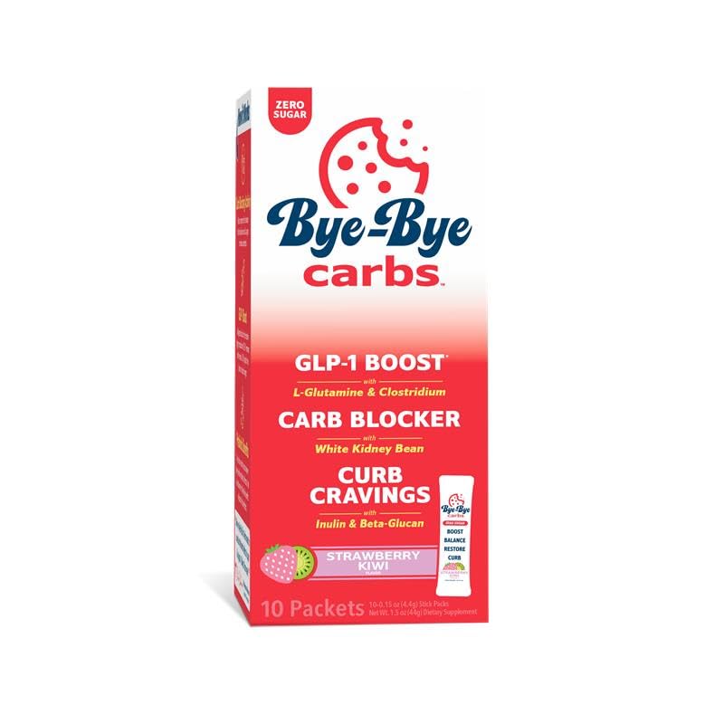Bye-Bye Carbs - Carb Blocking Drink Mix - Fight Cravings, Feel Full Longer, & Support Digestion Sugar-Free & Keto Friendly - Strawberry Kiwi