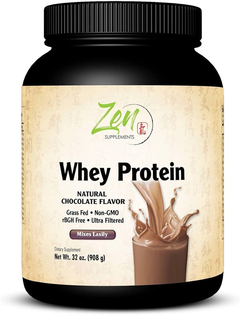 Zen Συμπληρώματα - Βιολογικό χόρτο Fed πρωτεΐνη Whey 19g ανά υπηρεσία Keto φιλικό - σοκολάτα 32 Oz-Powder