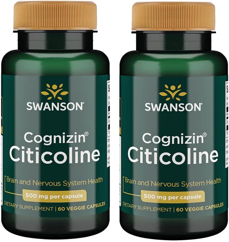 Swanson Cognizin Citicoline 1000 Milligrams 60 Veg Κάψουλες (2 Συσκευασία)