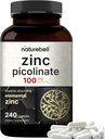 Υψηλής ισχύος ψευδάργυρος Picolinate 100mg - 240 κάψουλες, βιοδιαθέσιμη μορφή ψευδαργύρου για την ανοσοποιητική υποστήριξη και την υγεία του δέρματος - μη-ΓΤΟ και γλουτένη