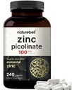 High Potency Zinc Picolinate 100mg - 240 Capsules, Bioavailable Form of Zinc for Immune Support and Skin Health - Non-GMO and Gluten