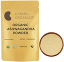 CARMEL ORGANICS Βιολογική σκόνη ρίζας Ashwagandha (8 Oz ή 227g/0.5 Lbs) USDA Certified. Εργαστηριακή δοκιμή, μη ΓΤΟ και γλουτένη δωρεάν 