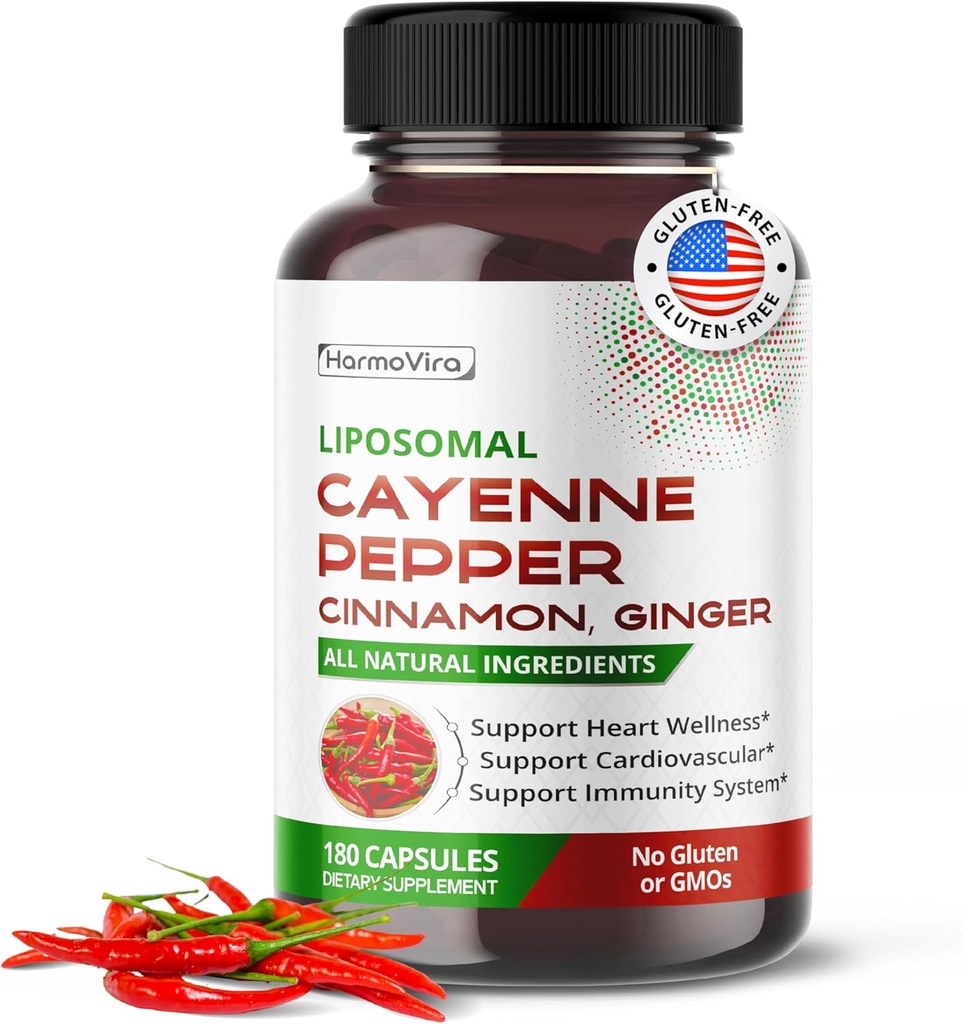 Liposomal Cayenne Pepper Κανέλα Ginger - Υποστήριξη Digestion Wellness, Ανοσία - Προμήθεια 180 ημερών - Κατασκευάζεται στις ΗΠΑ