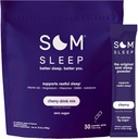 Som Sleep, Calm Sleep Aid Powder Drink Mix, 3mg Μελατονίνη, Μαγνήσιο, Βιταμίνη Β6, L-Θεανίνη & GABA – Vegan, Zero Sugar, Keto Friendly – Cherry, 30-Pack