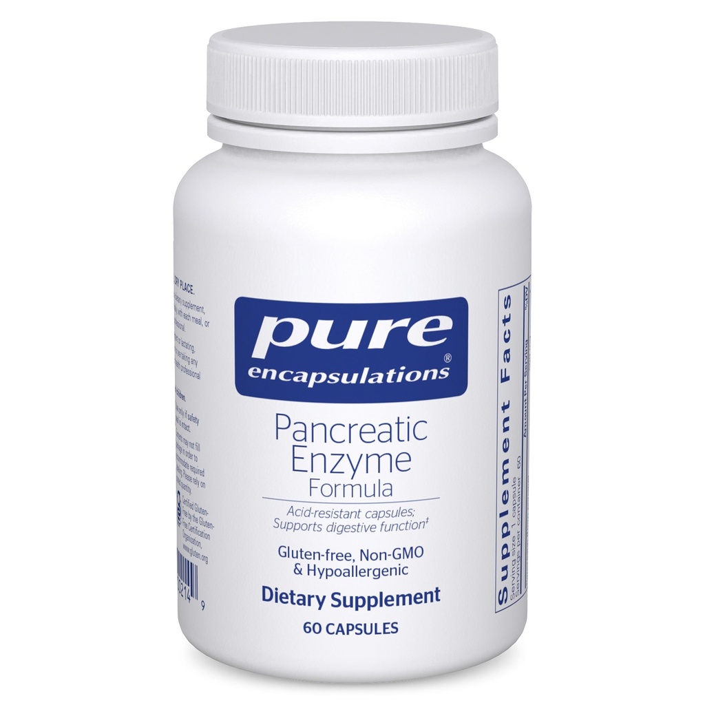 Pure Encapsulations Pancreatic Enzyme Formula - Digestive Enzymes for Digestion - Strengens Gut Health* - Στοχευμένες Κάψουλες Παράδοσης - Χωρίς Γλουτένη & Μη ΓΤΟ - 60 Κάψουλες