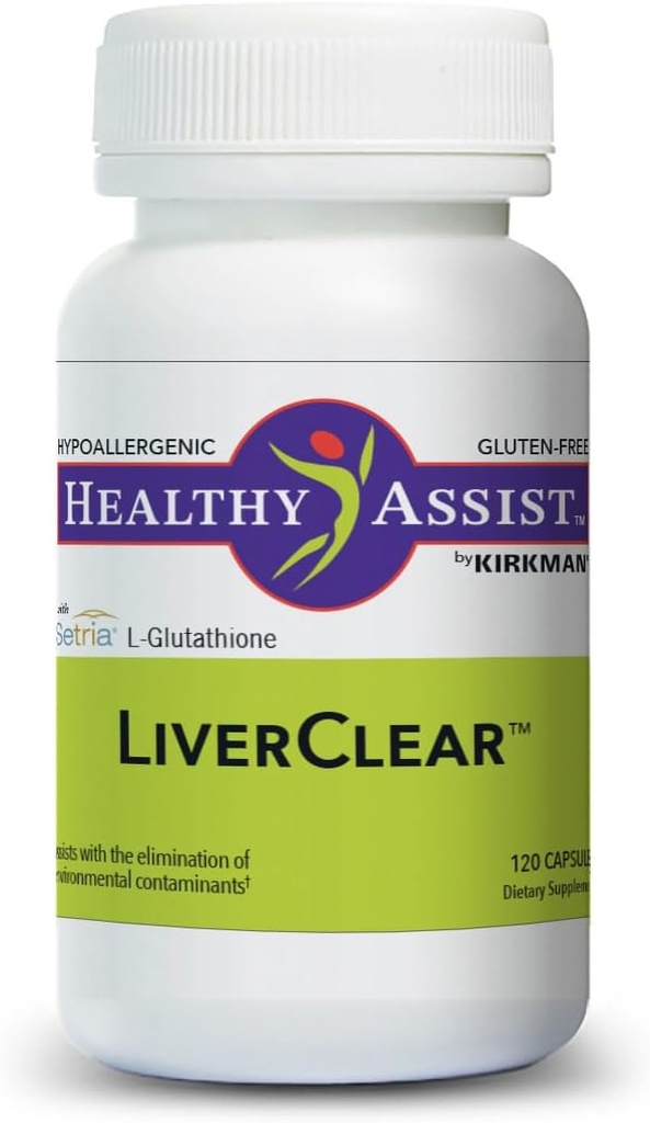 Kirkman LiverClear Supplement, 120 κάψουλες, Καθαρίστε το σώμα με Βιταμίνη C, E, Σελήνιο, Ταυρίνη, Κουρκουμίνη, Γλουταθιόνη, NAC & Ασβέστιο για την υποστήριξη της φυσικής διαδρομής καθαρισμού του σώματος