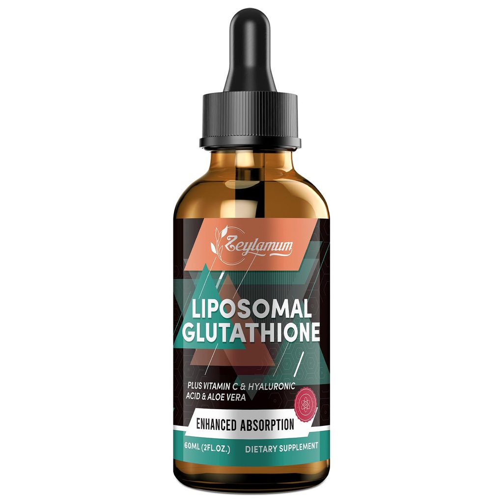 2000MG Liposomal Glutathione Liquid Drops, Ultra High Absorpation, Φυσική Αποτοξίνωση, Ανοσοποιητικό Σύστημα & Supprot δέρματος*, L-Glutathione, Βιταμίνη C & Υαλουρονικό Οξύ, Κάψουλες Εναλλακτικές, 2,02 OZ