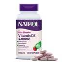Natrol ταχεία διάλυση βιταμίνη D3 2.000 IU, συμπλήρωμα διατροφής για τα οστά και κοινή υγεία, συμπλήρωμα υποστήριξης των οστών, 90 δισκία, 90 ημέρες προσφοράς