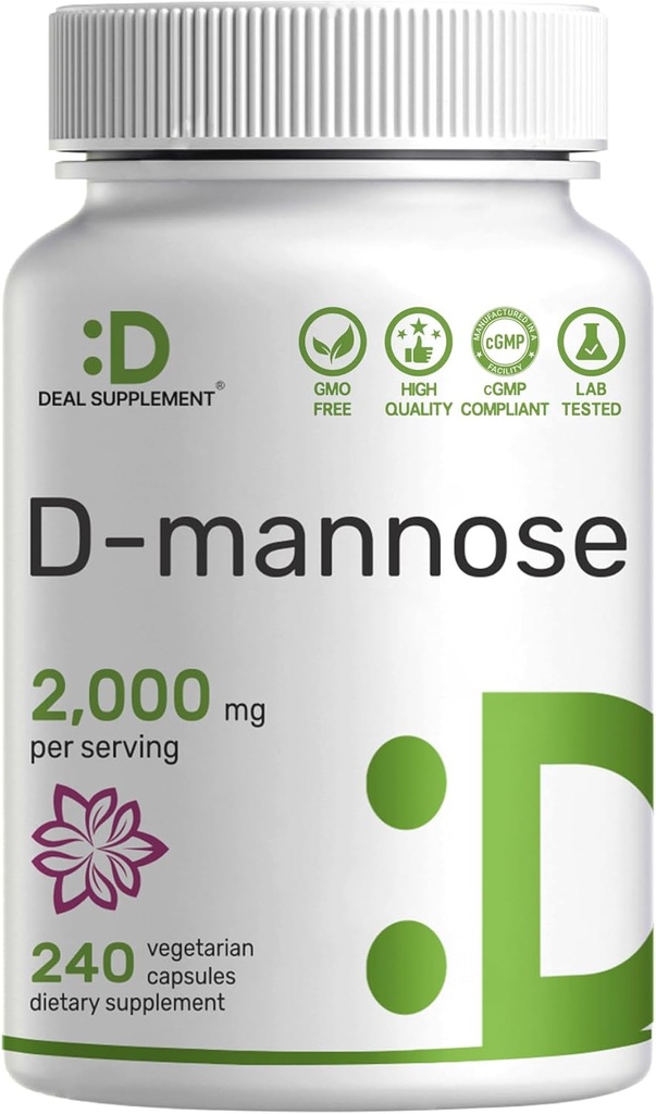 ΛΕΠΤΟΜΕΡΗΣ ΣΥΜΠΛΗΡΩΜΑ D Mannose 500mg κάψουλες (2.000mg ανά υπηρεσία), 240 χάπια λαχανικών – ταχείας δράσης υδατοδιαλυτή μορφή – Extra Strength urinary Tract (UTI) Υποστήριξη για την υγεία – Μη ΓΤΟ, Vegan Friendly