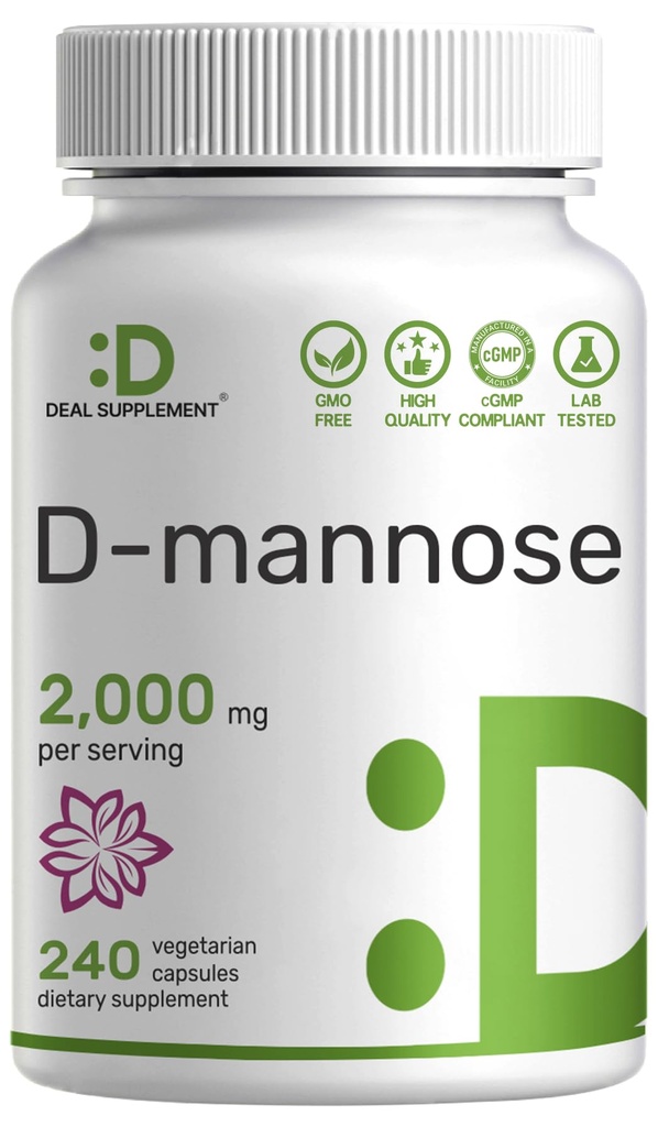 ΛΕΠΤΟΜΕΡΗΣ ΣΥΜΠΛΗΡΩΜΑ D Mannose 500mg κάψουλες (2.000mg ανά υπηρεσία), 240 χάπια λαχανικών – ταχείας δράσης υδατοδιαλυτή μορφή – Extra Strength urinary Tract (UTI) Υποστήριξη για την υγεία – Μη ΓΤΟ, Vegan Friendly