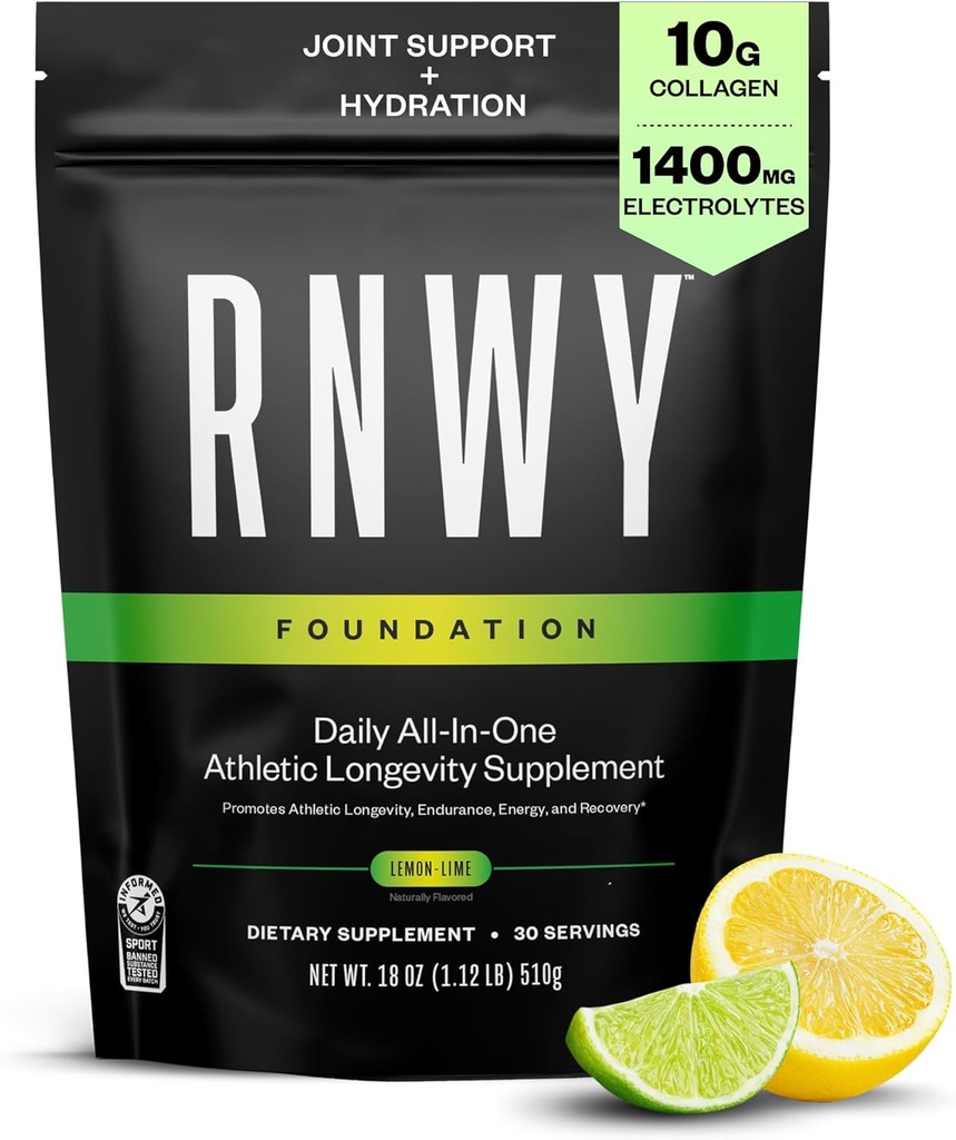 Foundation 10g Collagen Peptides + Hydration Powder, καθημερινή κοινή υποστήριξη με ηλεκτρολύτες, λεμόνι, χωρίς ζάχαρη, 30 υπηρεσίες