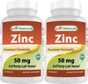 Best Naturals συμπλήρωμα ψευδαργύρου ως γλυκονικό ψευδάργυρο 50mg 240 δισκία Συσκευασία των 2
