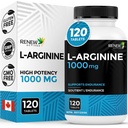 Renew Actives L-Arginine Supplement 1000MG for Serving - Δύναμη & Αντοχή, Απαραίτητη για τη σύνθεση πρωτεϊνών και τη λειτουργία μυών, Αναμνηστική Φυσικής Απόδοσης - Κατασκευάζεται στον Καναδά - 120 Tablets