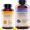 NatureWise Vitamin D3 5000iu (125 mcg) 1 Year Supply for Healthy Muscle Function, and Immune Support Organic Flaxseed Oil Max 720mg ALA | Highest Potency Flax Oil Omega 3