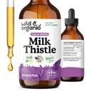 Wild & Organic Milk Thistle Liquid Drops - Liver Cleanse Detox - Silymarin Milk Thistle Supplement for Liver Support - Add to Tea - Silybum Marianum Seed Extract Tincture - Sugar & Alcohol-Free - 4 oz