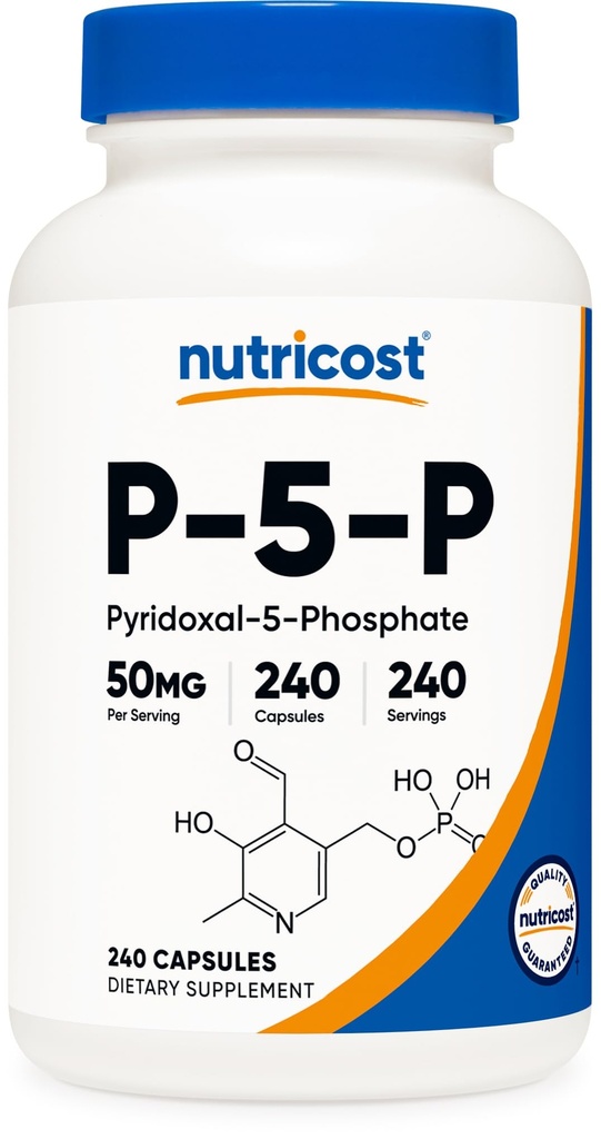 Nutricost P5P Βιταμίνη B6 Συμπλήρωμα 50mg, 240 Κάψουλες (Pyridoxal-5-Phosphate) - Χορτοφαγικά Φιλικά, Μη ΓΤΟ, Χωρίς Γλουτένη