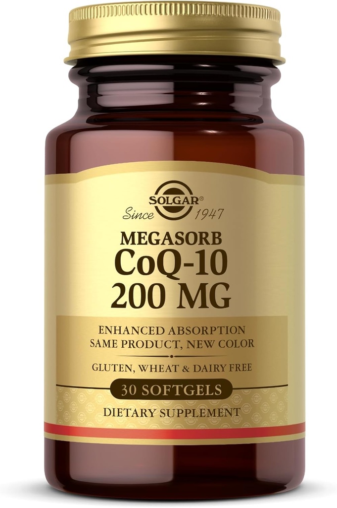 Solgar Megasorb CoQ-10 200 mg - 30 Softgels - Ενισχυμένη απορρόφηση - Χωρίς γλουτένη, χωρίς γαλακτοκομικά - 30 Σερβιέτες