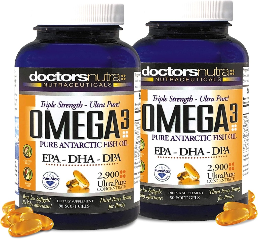 (Συσκευασία 2) Άγριο Ωμέγα 3 Fish Oil DPA συμπλήρωμα 2.900 μιλιγραμμάρια, EPA-DPA-DHA, SoftGels